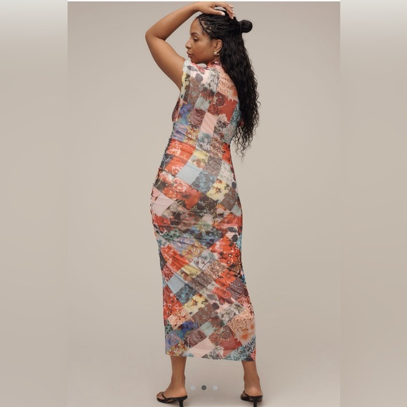 NWT Anthropologie The Maya Ruched Cowl Neck Mesh Dreas - Picture 2 of 6